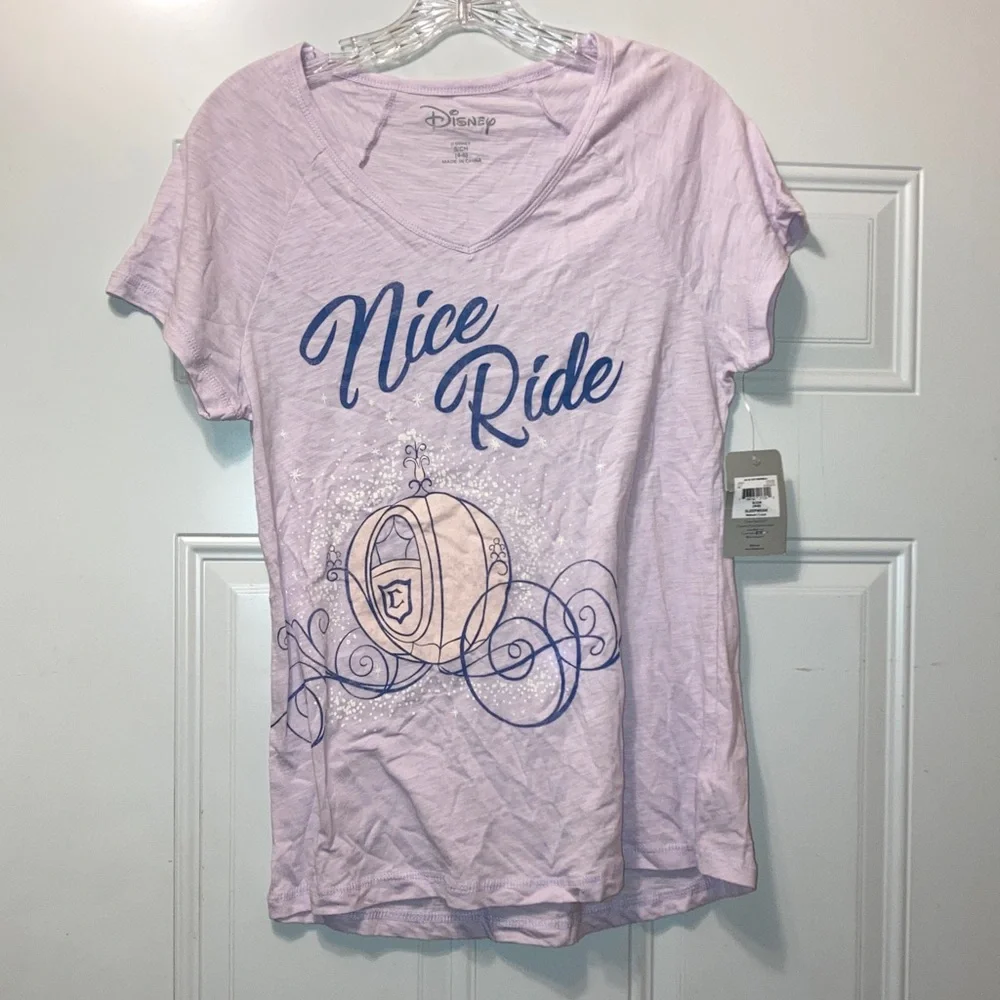 Disney Light Lavender Pajama Top with Blue Graphic and Cream Accents S NWT - Picture 1 of 4